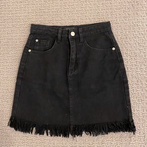 Black Distressed Denim Skirt